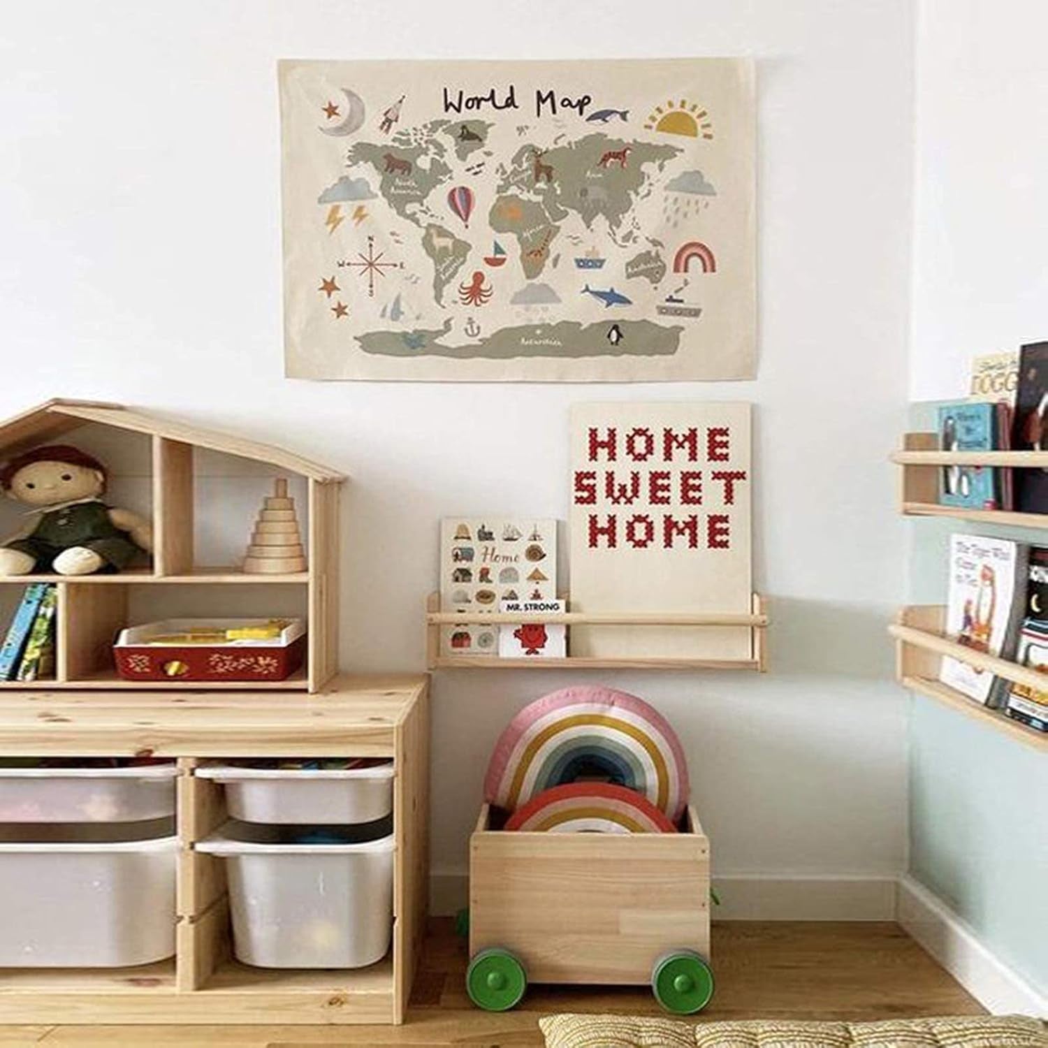 Haokaini wandtapijt wereldkaart babybed foto Huis - Accessoires en Decoratie Naty Shop