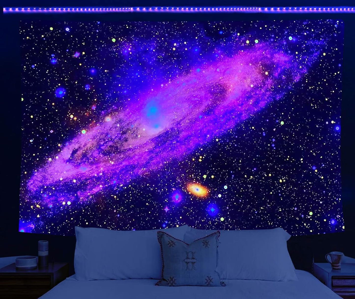 Holavida wandtapijt fluorescerend sterrenstelsel sterrenhemel abstract esthetisch Huis - Accessoires en Decoratie Naty Shop Cosmic Galaxy-A 200L X 150B Cm