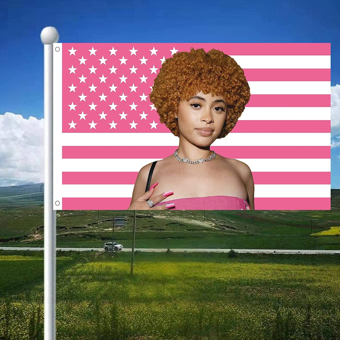 Wandtapijt ijs rapper spice vlag interieur exterieur roze Huis - Accessoires en Decoratie Naty Shop