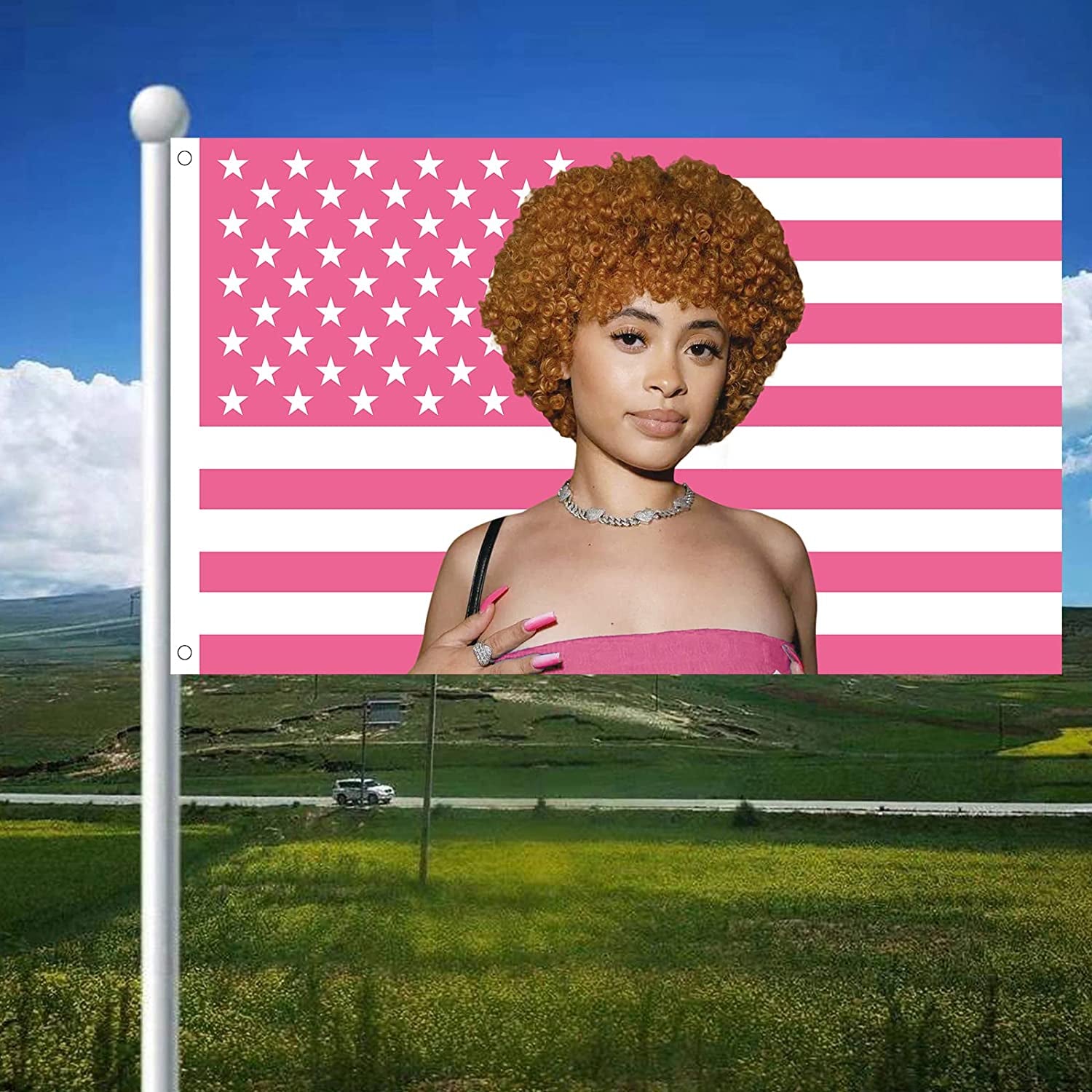 Wandtapijt ijs rapper spice vlag interieur exterieur roze Huis - Accessoires en Decoratie Naty Shop