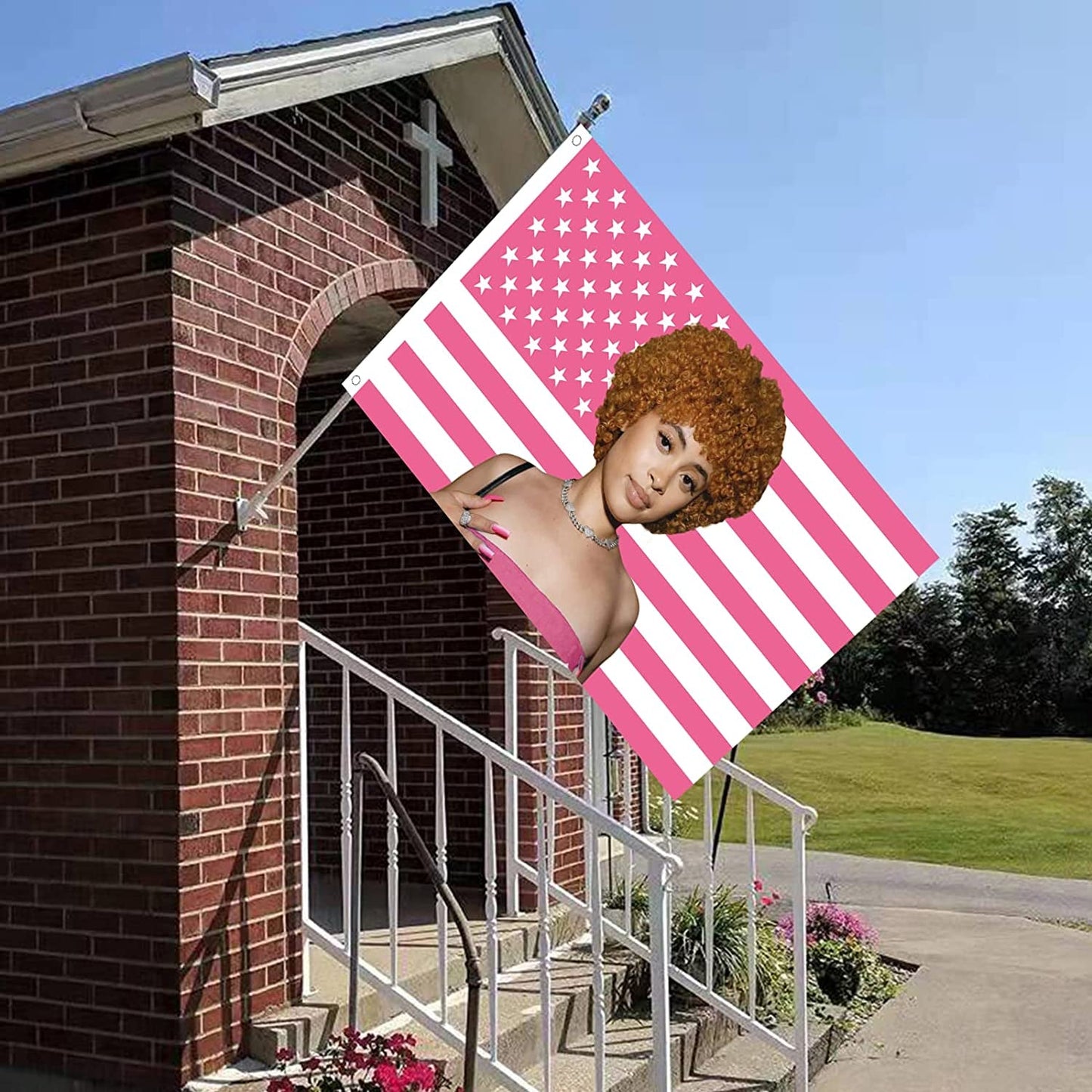 Wandtapijt ijs rapper spice vlag interieur exterieur roze Huis - Accessoires en Decoratie Naty Shop