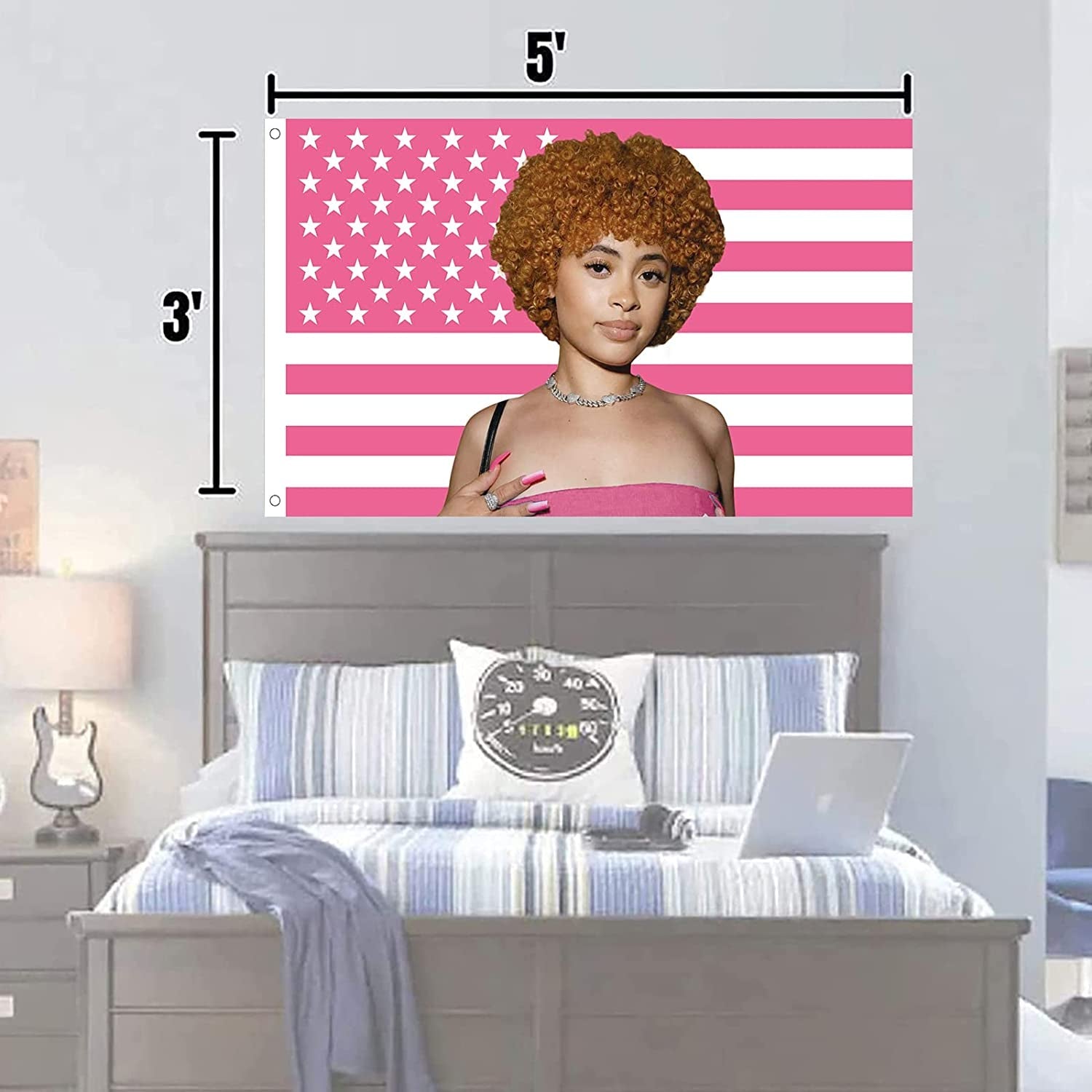 Wandtapijt ijs rapper spice vlag interieur exterieur roze Huis - Accessoires en Decoratie Naty Shop