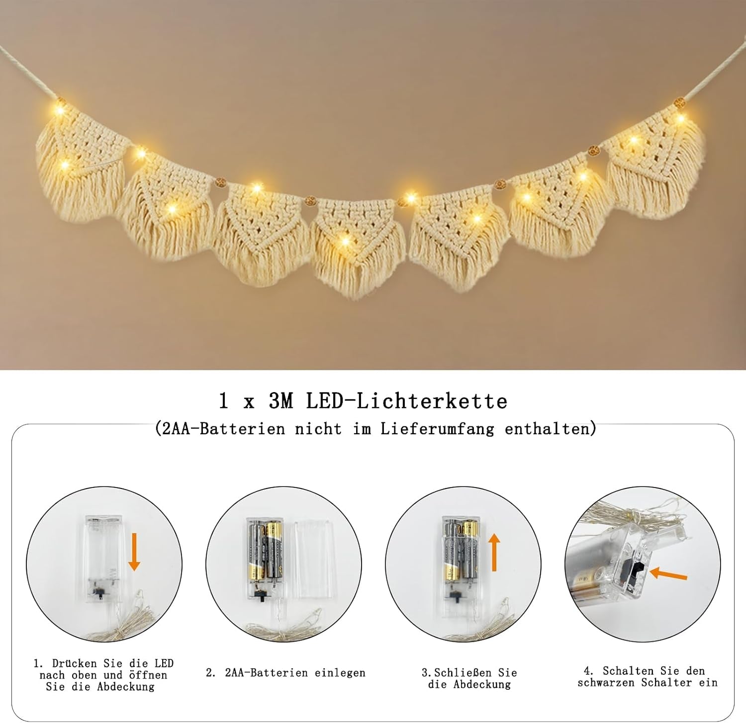 Wandtapijt ihonyi deco chique franjesslinger led Home - Accessoires en Decoratie Naty Shop