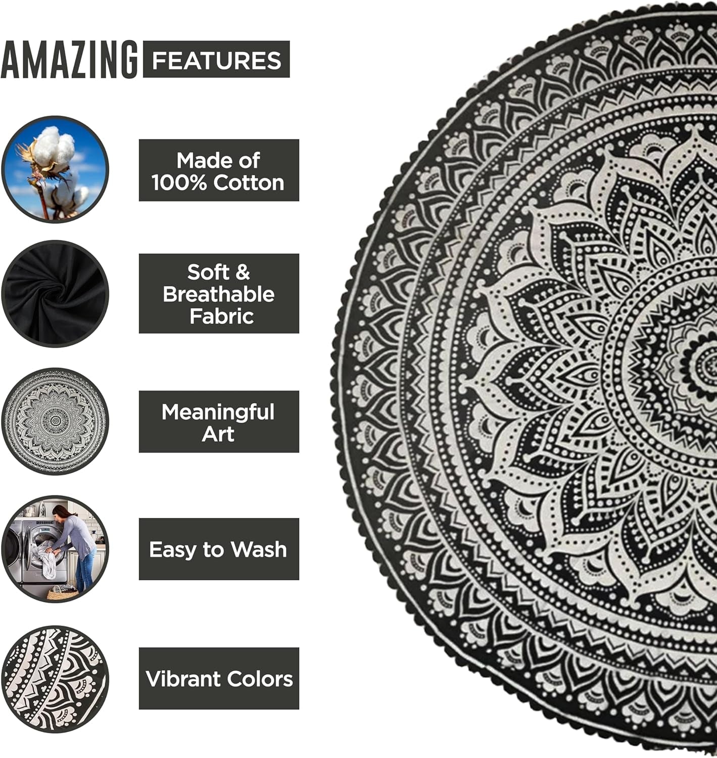 Wandtapijt India strandlaken rond mandala hippie groot indian Huis - Accessoires en Decoratie Naty Shop