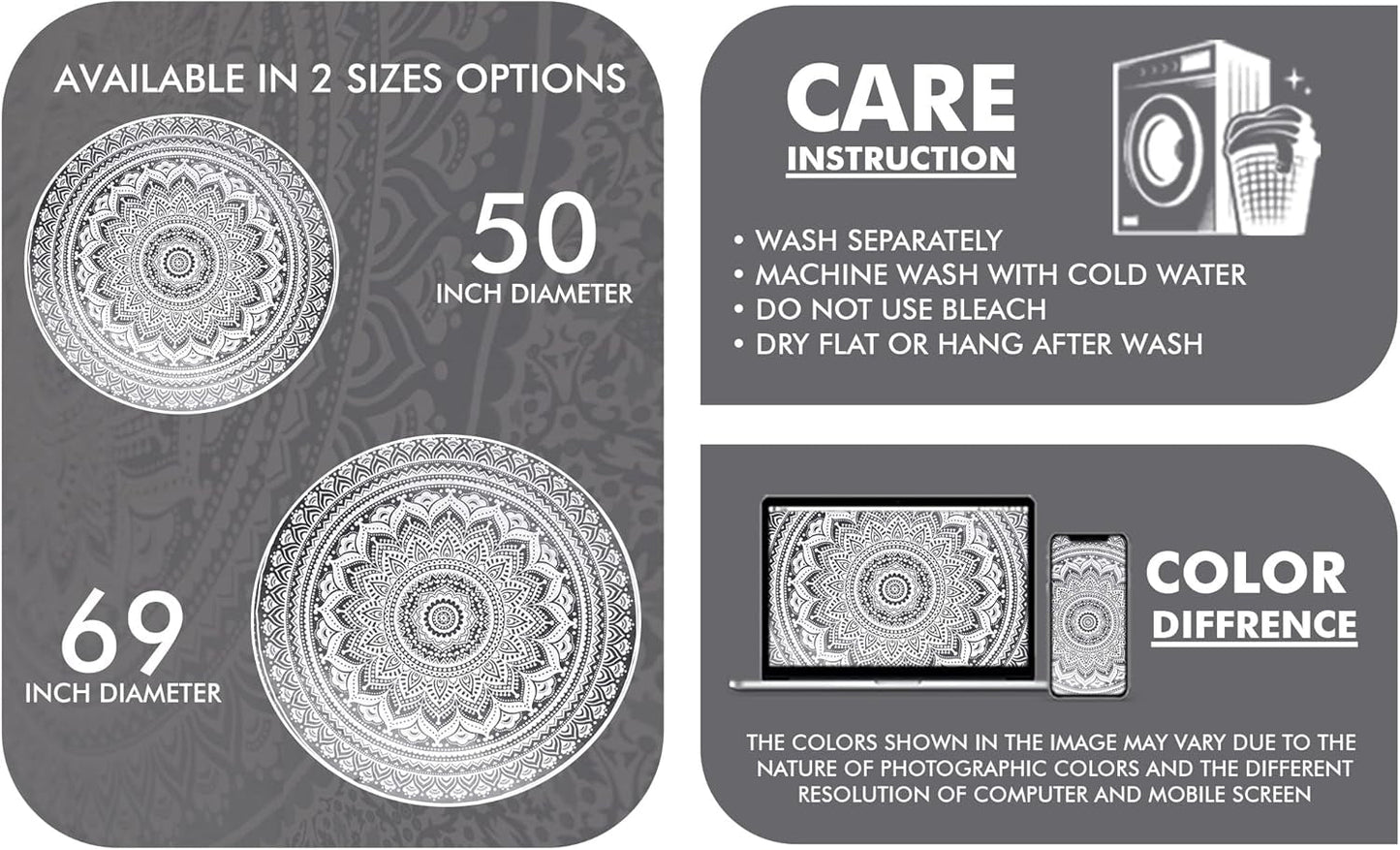 Wandtapijt India strandlaken rond mandala hippie groot indian Huis - Accessoires en Decoratie Naty Shop