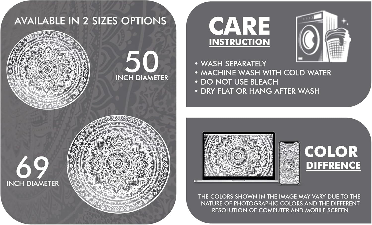Wandtapijt India strandlaken rond mandala hippie groot indian Huis - Accessoires en Decoratie Naty Shop
