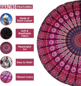 India wandtapijt strandlaken rond mandala hippie violet Home - Accessoires en Decoratie Naty Shop