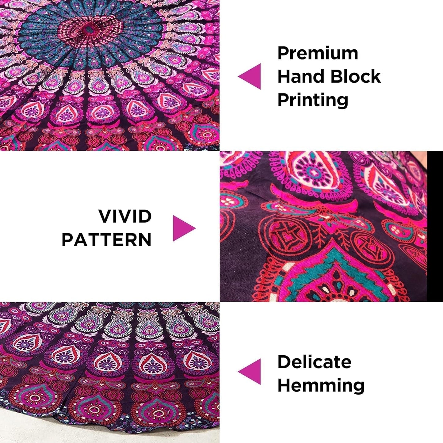 India wandtapijt strandlaken rond mandala hippie violet Home - Accessoires en Decoratie Naty Shop