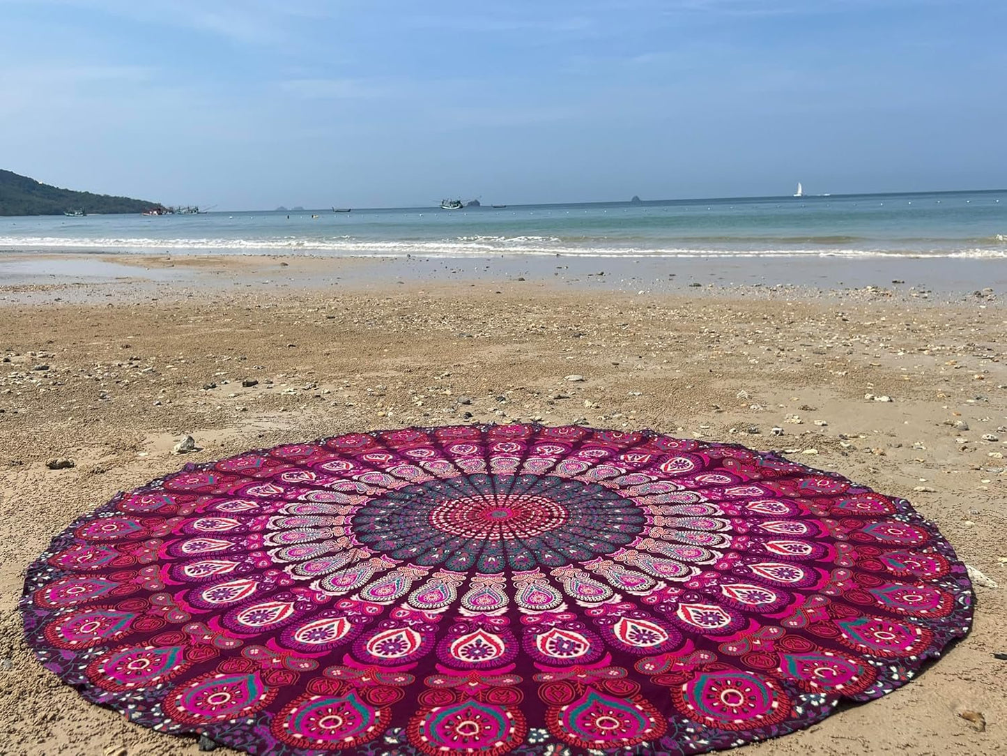 India wandtapijt strandlaken rond mandala hippie violet Home - Accessoires en Decoratie Naty Shop Standaardtitel