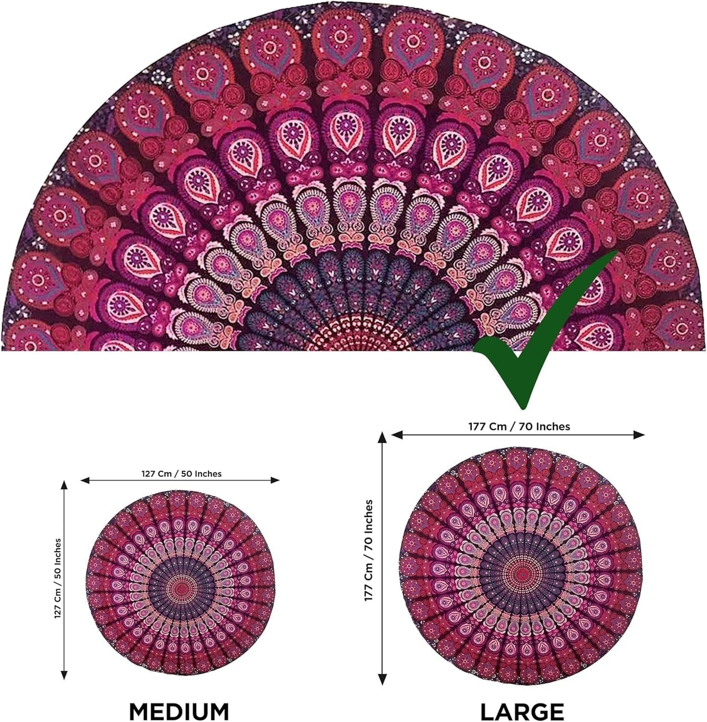 India wandtapijt strandlaken rond mandala hippie violet Home - Accessoires en Decoratie Naty Shop