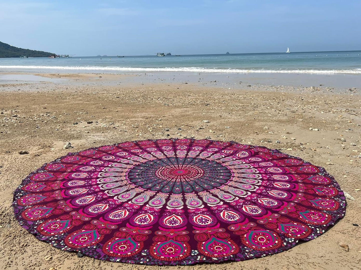 India wandtapijt strandlaken rond mandala hippie violet Home - Accessoires en Decoratie Naty Shop
