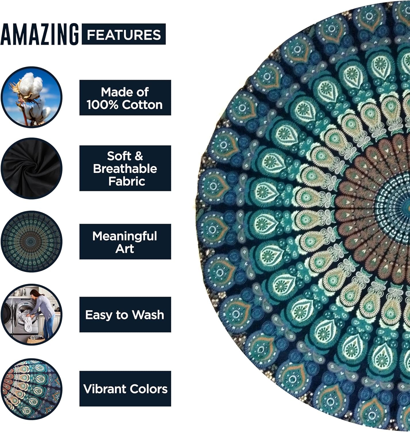 India wandtapijt strandlaken rond mandala hippie groot Indian Home - Accessoires en Decoratie Naty Shop