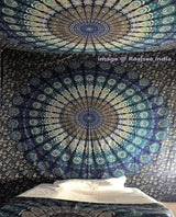Indiaas wandtapijt psychedelische mandala blauw turquoise olifant Home - Accessoires en Decoratie Naty Shop
