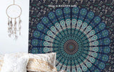 Indiaas wandtapijt psychedelische mandala blauw turquoise olifant Home - Accessoires en Decoratie Naty Shop