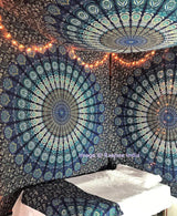 Indiaas wandtapijt psychedelische mandala blauw turquoise olifant Home - Accessoires en Decoratie Naty Shop