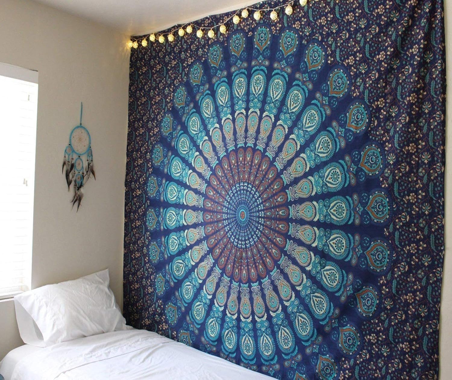 Indiaas wandtapijt psychedelische mandala blauw turquoise olifant Home - Accessoires en Decoratie Naty Shop Standaardtitel