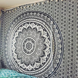 Indiaas wandtapijt psychedelische mandala zwart wit India Home - Accessoires en Decoratie Naty Shop