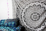 Indiaas wandtapijt psychedelische mandala zwart wit India Home - Accessoires en Decoratie Naty Shop