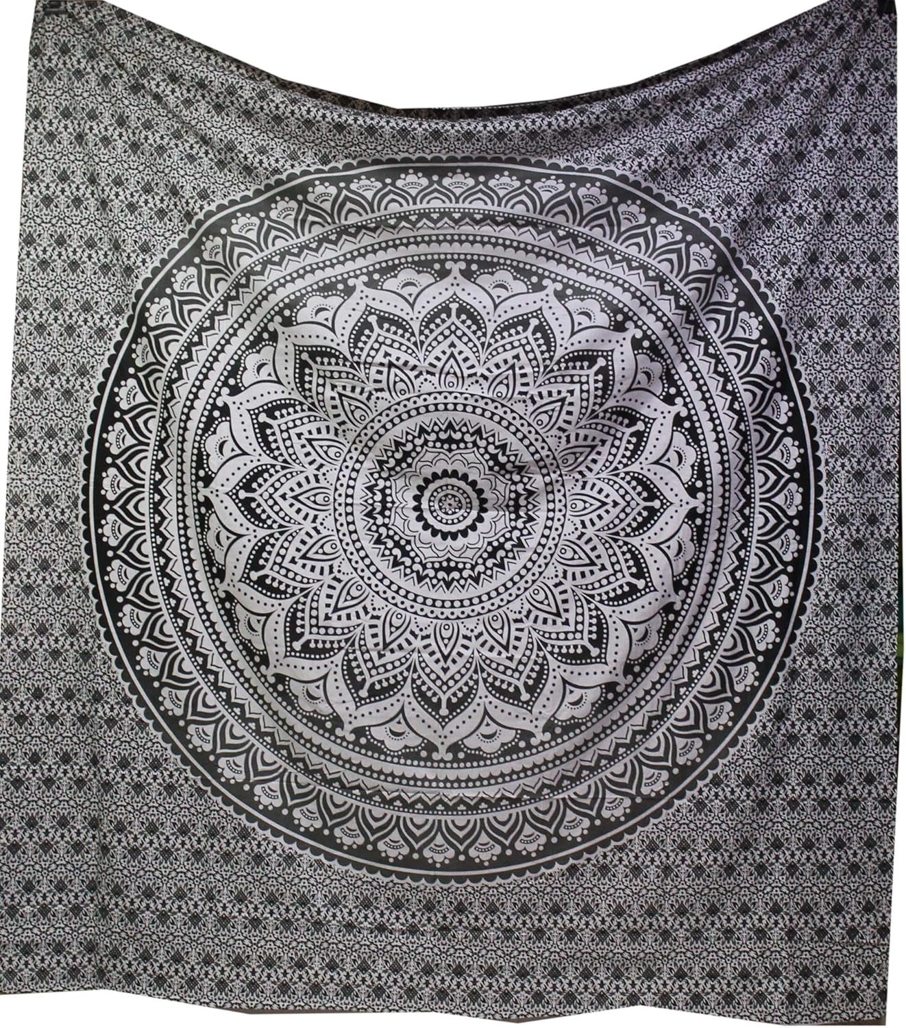 Indiaas wandtapijt psychedelische mandala zwart wit India Home - Accessoires en Decoratie Naty Shop Standaardtitel