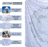 Indiase wandtapijt mandala zilver witte kamer esthetisch canvas Huis - Accessoires en Decoratie Naty Shop