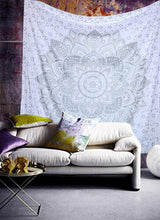 Indiase wandtapijt mandala zilver witte kamer esthetisch canvas Huis - Accessoires en Decoratie Naty Shop