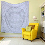 Indiase wandtapijt mandala zilver witte kamer esthetisch canvas Huis - Accessoires en Decoratie Naty Shop