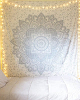 Indiaas wandtapijt mandala zilver witte kamer esthetisch canvas Home - Accessoires en Decoratie Naty Shop Standaardtitel