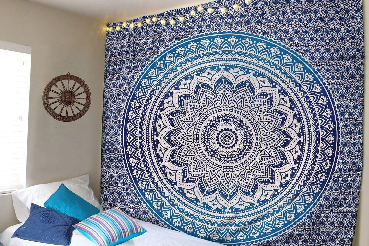 Indiaas blauw mandala wandtapijt esthetische kamerdecoratie Home - Accessoires en Decoratie Naty Shop