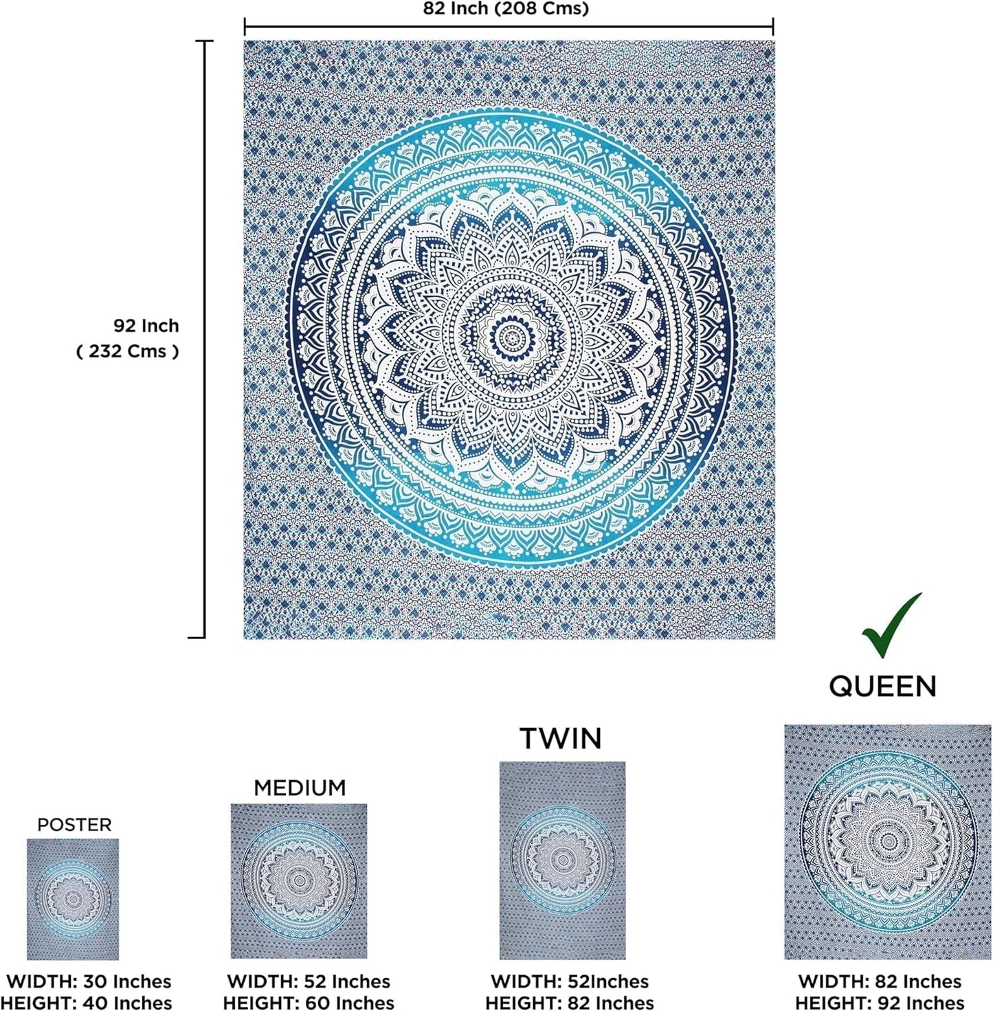 Indiaas blauw mandala wandtapijt esthetische kamerdecoratie Home - Accessoires en Decoratie Naty Shop