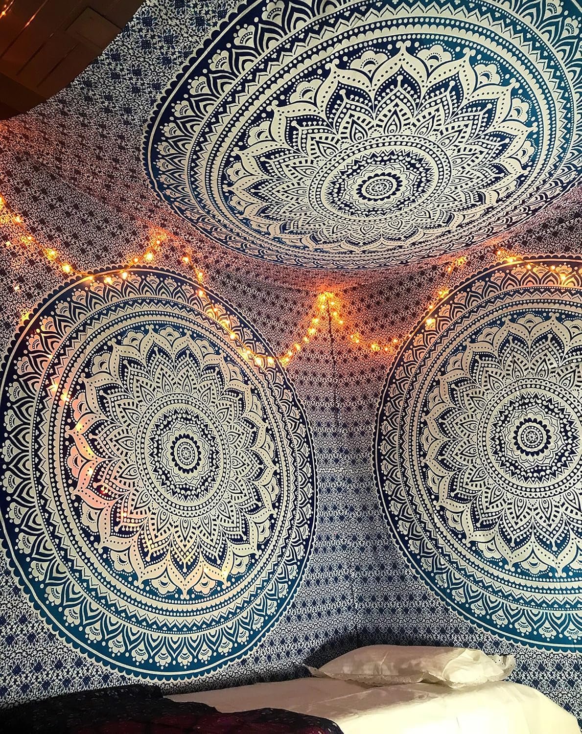 Indiaas blauw mandala wandtapijt esthetische kamerdecoratie Home - Accessoires en Decoratie Naty Shop