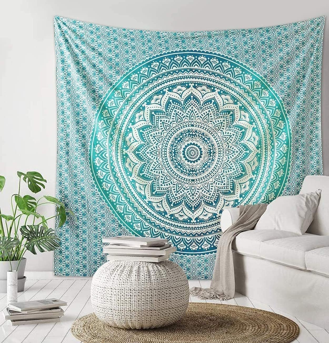 Indiase groene mandala wandtapijt esthetische decoratie Woondecoratie - Accessoires en Decoratie Naty Shop Standaardtitel