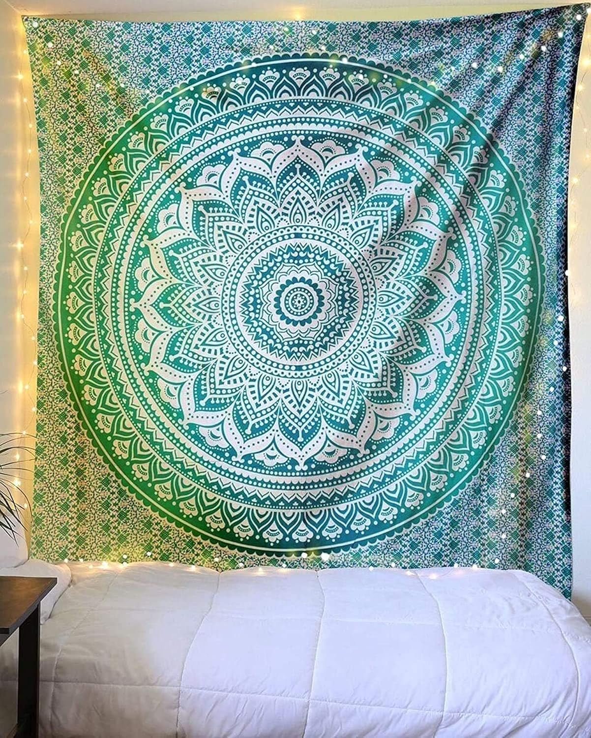 Indiase groene mandala wandtapijt esthetische decoratie Woondecoratie - Accessoires en Decoratie Naty Shop