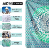 Indiase groene mandala wandtapijt esthetische decoratie Woondecoratie - Accessoires en Decoratie Naty Shop