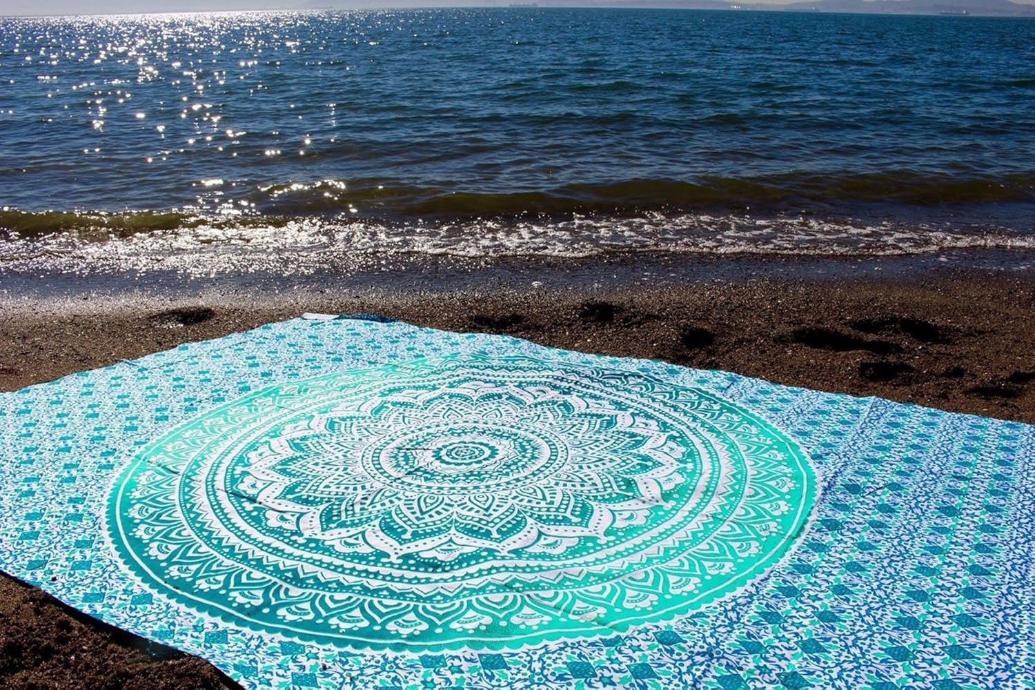 Indiase groene mandala wandtapijt esthetische decoratie Woondecoratie - Accessoires en Decoratie Naty Shop