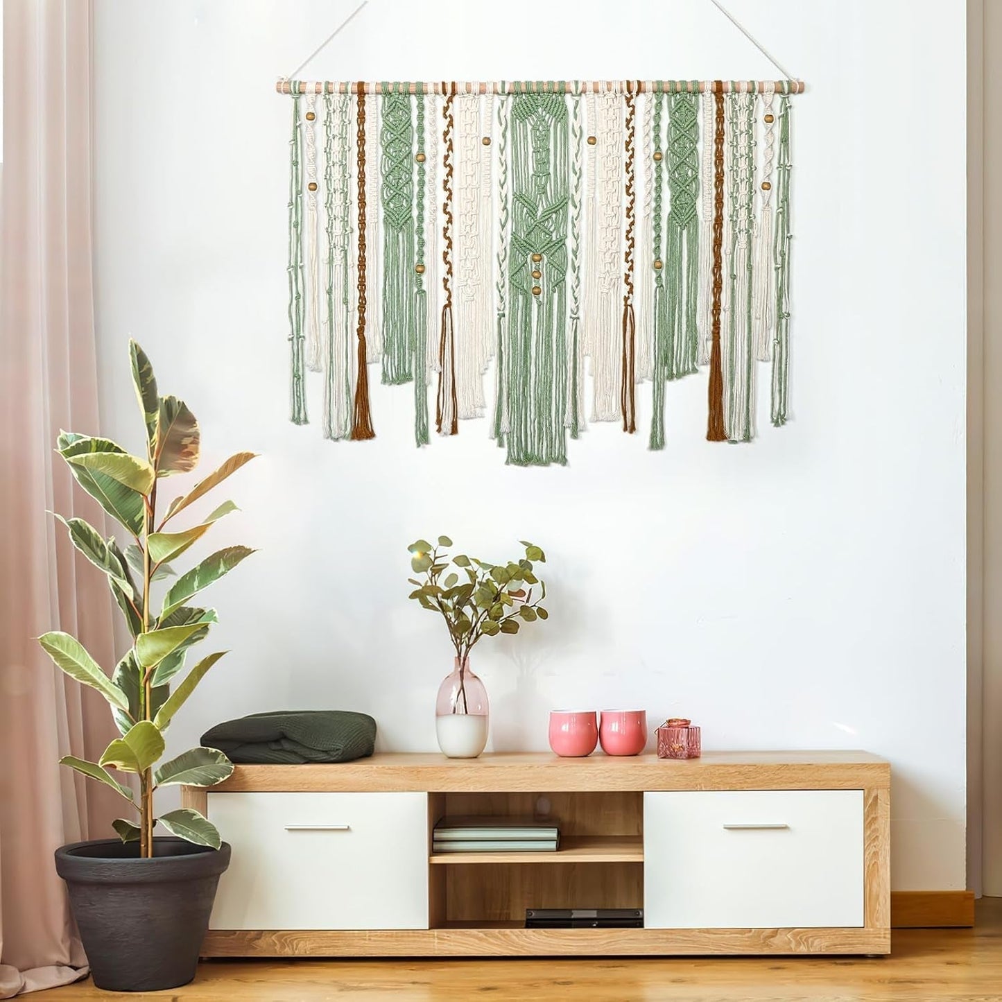 Wandtapijt lomohoo groot deco groen esthetisch geweven Woning - Accessoires en Decoratie Naty Shop