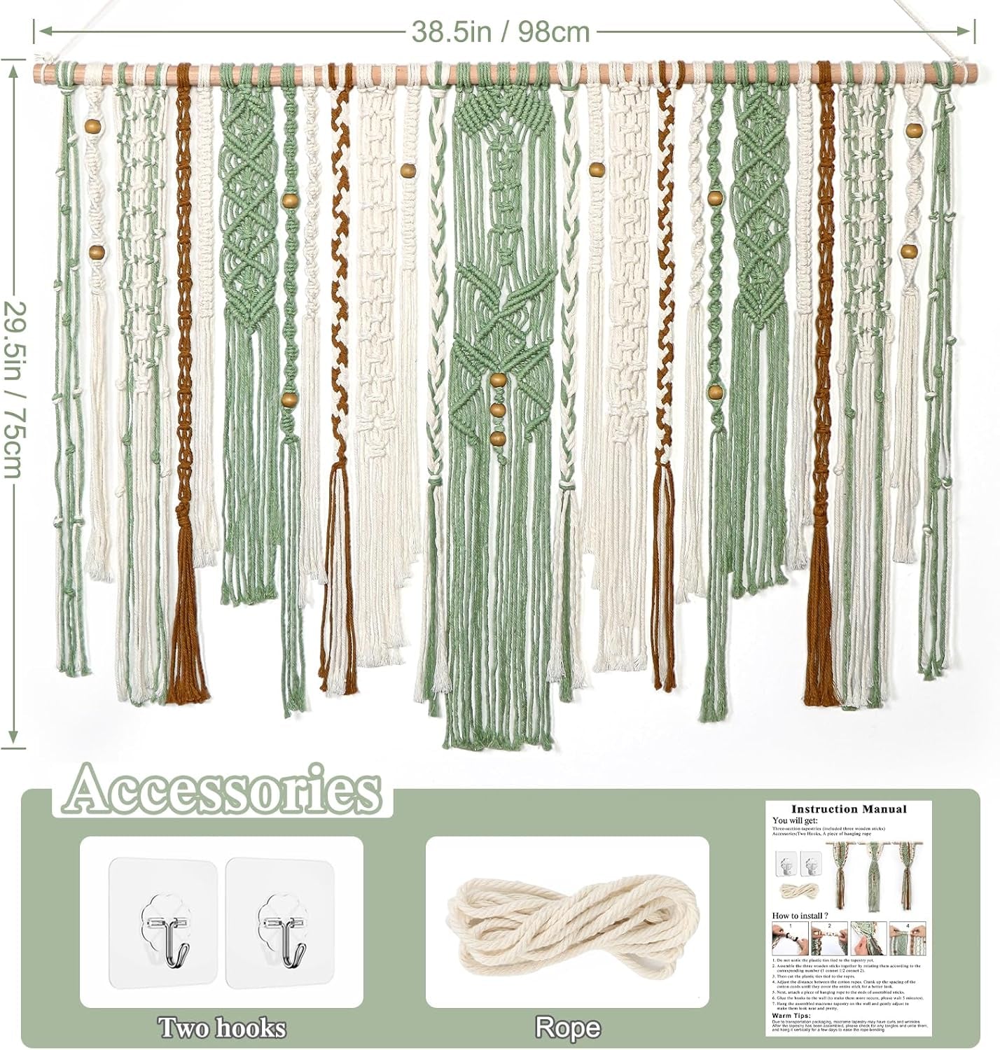 Wandtapijt lomohoo groot deco groen esthetisch geweven Woning - Accessoires en Decoratie Naty Shop