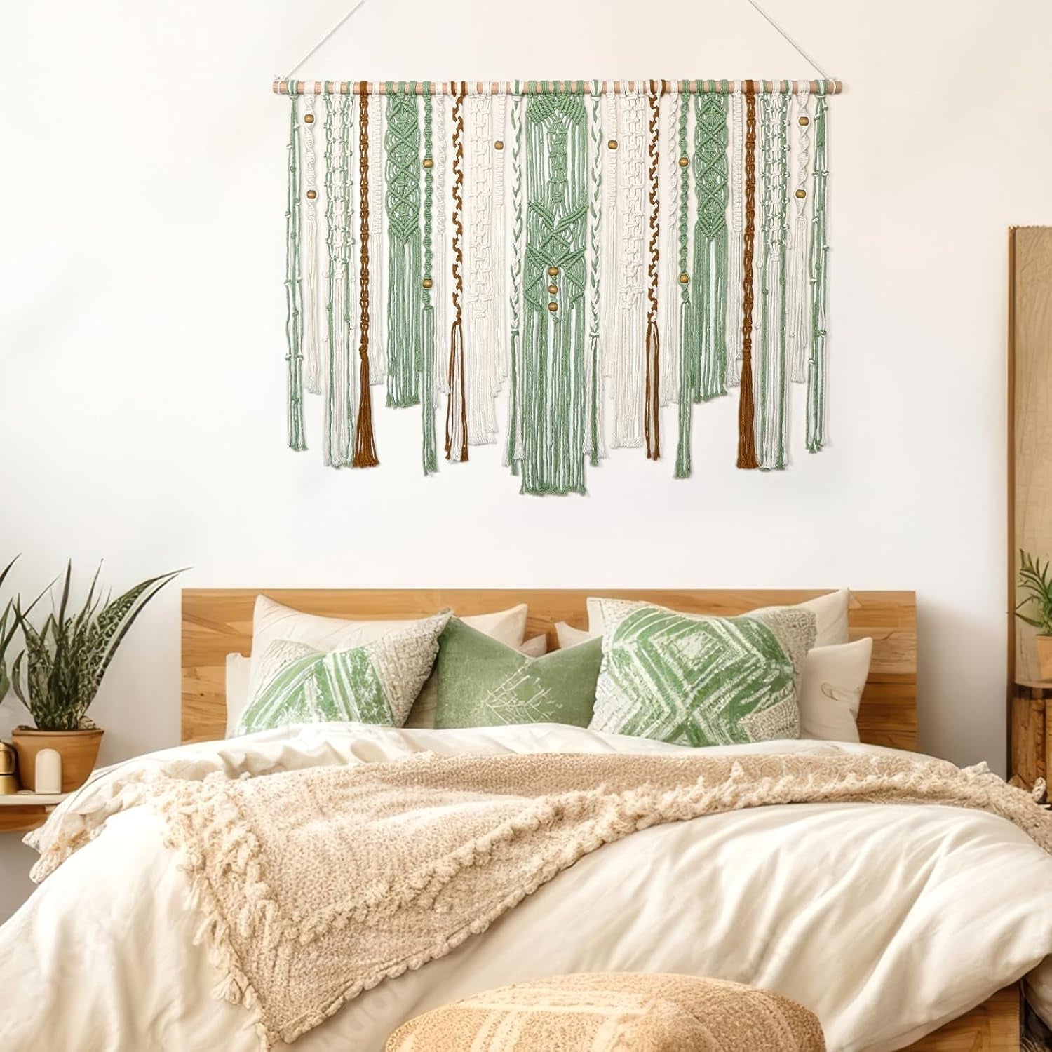 Wandtapijt lomohoo groot deco groen esthetisch geweven Woning - Accessoires en Decoratie Naty Shop