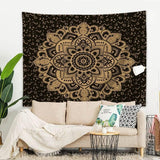 Majami Indiase mandala wandtapijt zwart goud polyester canvas Home - Accessoires en Decoratie Naty Shop