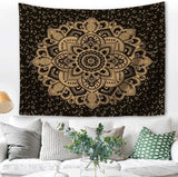 Majami Indiase mandala wandtapijt zwart goud polyester canvas Home - Accessoires en Decoratie Naty Shop