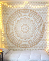 Mandala tapijt kamerdecoratie esthetisch goud wit canvas Home - Accessoires en Decoratie Naty Shop Standaardtitel