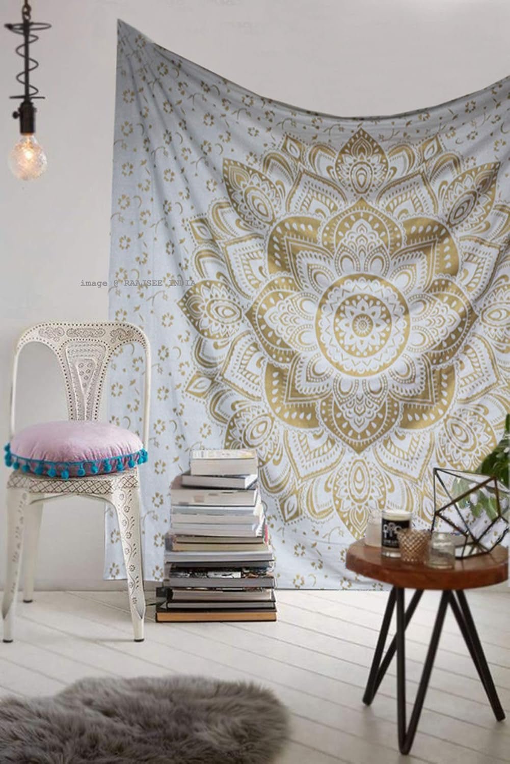 Mandala wandtapijt kamerdecoratie canvas wit goud Home - Accessoires en Decoratie Naty Shop Standaardtitel