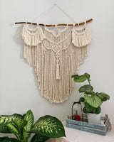 Groot natuurlijk Boheems drijfhouttapijt over het hoofdeinde Home - Accessoires en Decoratie Naty Shop