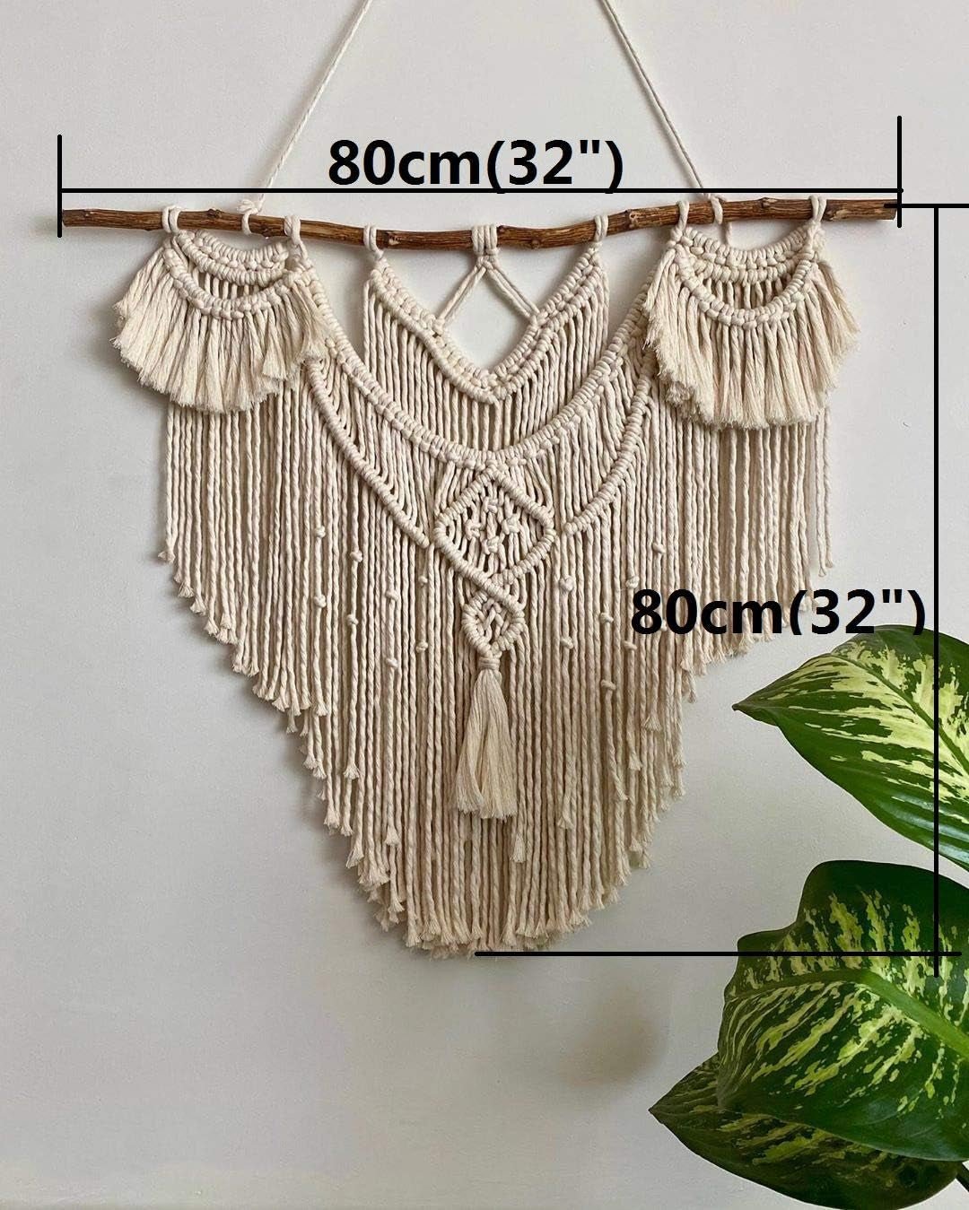 Groot natuurlijk Boheems drijfhouttapijt over het hoofdeinde Home - Accessoires en Decoratie Naty Shop