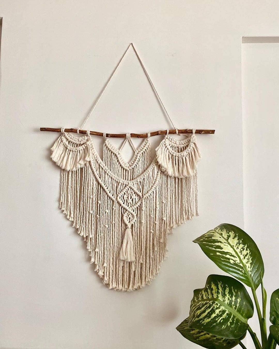 Groot natuurlijk Boheems drijfhouttapijt over het hoofdeinde Home - Accessoires en Decoratie Naty Shop