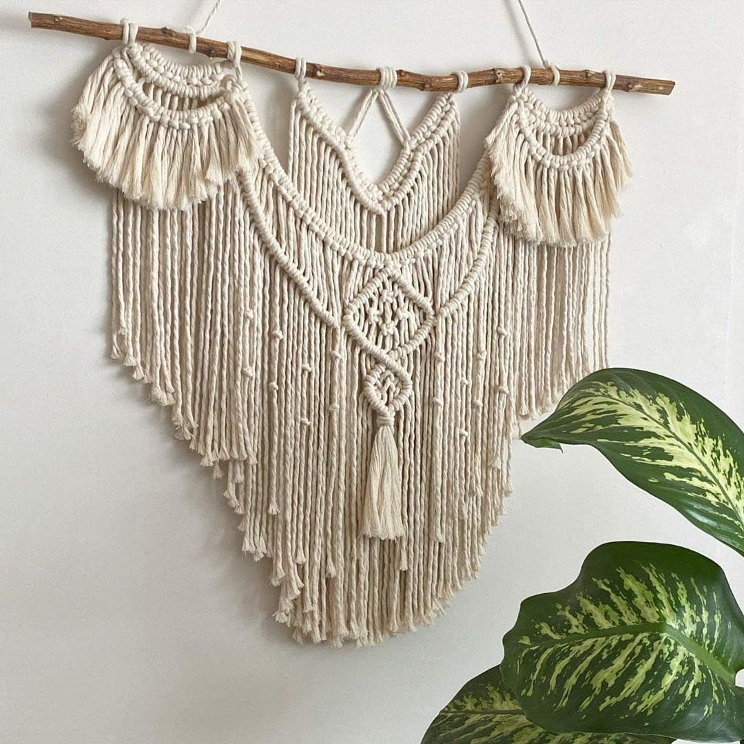 Groot natuurlijk Boheems drijfhouttapijt over het hoofdeinde Home - Accessoires en Decoratie Naty Shop
