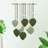 Wandtapijt houten kralen groene bladeren haak Home - Accessoires en Decoratie Naty Shop Standaardtitel