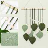 Wandtapijt houten kralen groene bladeren haak Woon - Accessoires en Decoratie Naty Shop