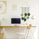 Wandtapijt houten kralen groene bladeren haak Woon - Accessoires en Decoratie Naty Shop