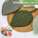 Wandtapijt houten kralen groene bladeren haak Woon - Accessoires en Decoratie Naty Shop