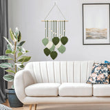 Wandtapijt houten kralen groene bladeren haak Woon - Accessoires en Decoratie Naty Shop